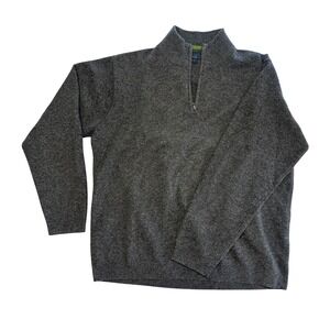 Vtg Boden Mens Sweater  Size XL Gray 100% Lambswool 1/4 Zip Mock Neck‎ Old Money